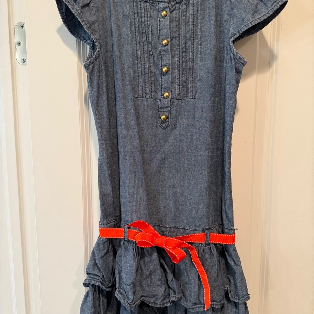 Gymboree Denim Blue Dress with Red Bow - Sz 10
